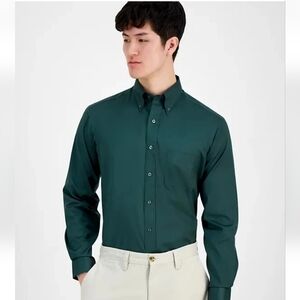 Club Room Men’s Performance Stretch Cotton Dress Shirt Brazilian Green 17, 17½